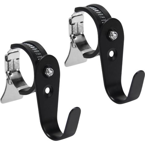 Crochets de tringle à rideaux réglables en forme de J noirs, acier laminé à froid, adaptés aux tringles à rideaux d'un diamètre intérieur de 21 à 38 mm, grands crochets en forme de U (paquet de 2). (1/5)