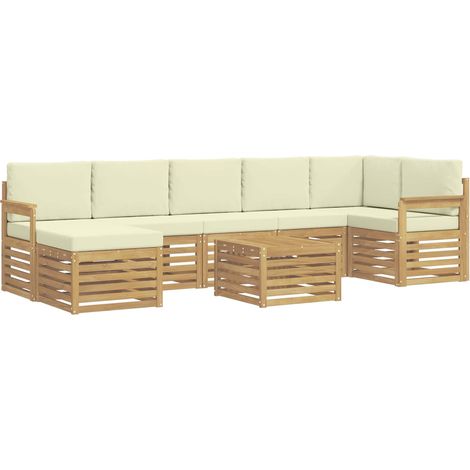 Ensemble de canapés d'extérieur 8 pc Blanc et crème Polyester vidaXL
