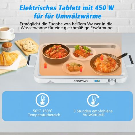 Réchaud électrique chauffe-plat 9L avec contrôleur de température 450W et 3 plateaux inox pour buffet, réception et repas en famille (1/5)