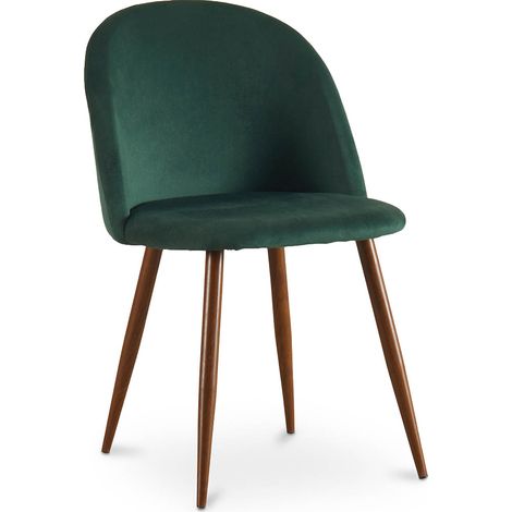 Sedia da pranzo - Rivestita in velluto - Design scandinavo - Evelyne Verde scuro