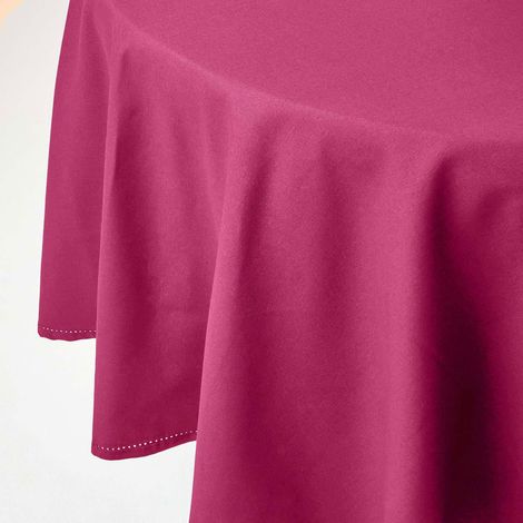 HOMESCAPES Plum Cotton Round Tablecloth 180 cm