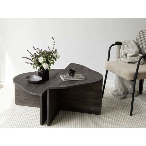 Dmora - Wohnzimmertisch Juno, Niedriger Wohnzimmertisch, Kaffeeregal, Couchtisch für Sofa, 90x90h40 cm, Anthrazit, mit verstärkter Verpackung (1/5)