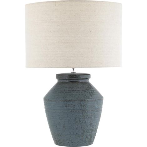 Grande lampe de table en céramique avec abat-jour en tissu Lagom