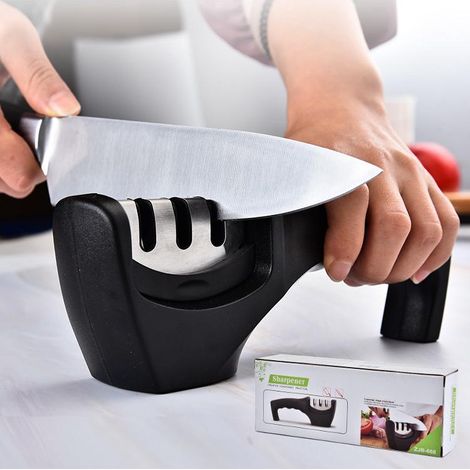 Affûteur de couteaux manuel 3 niveaux pour polir, aiguiser et réparer les couteaux de cuisine, accessoires pour couteaux de cuisine (1/5)