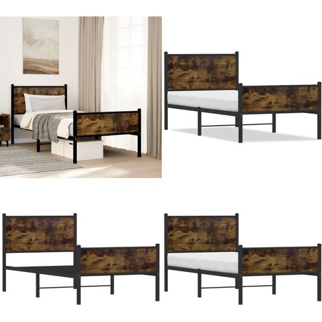 Metallbett ohne Matratze Räuchereiche 90x200 cm - Metallbett - Doppelbett - Boxspringbetten - Bettsystem - Schlafzimmereinrichtung - Home & Living