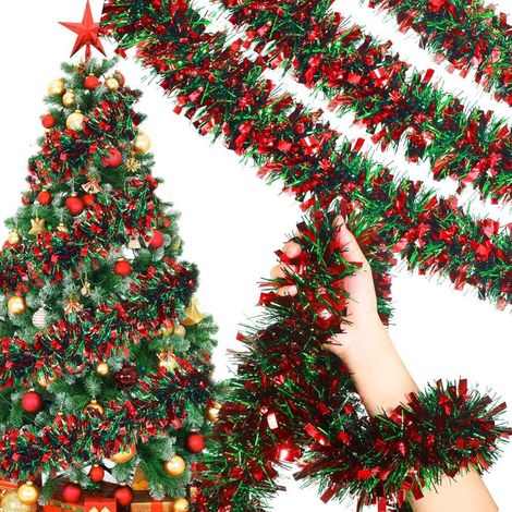 Guirlande En Lame Métallique - Rouge Vert Argent - 5 Pièces - 2 M Chaque - Décoration De Noël Pour Arbre Et Intérieur (1/5)