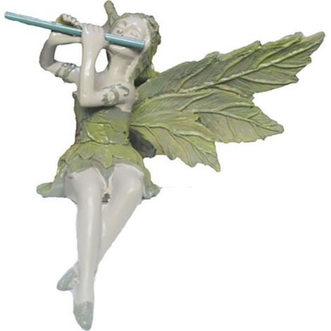 Statue Fée - Figurine Résine Décoration Jardin Extérieur Intérieur - Ornement Paysager Assis avec Mangeoire Oiseaux - 14 x 17 x 20 cm (1/5)