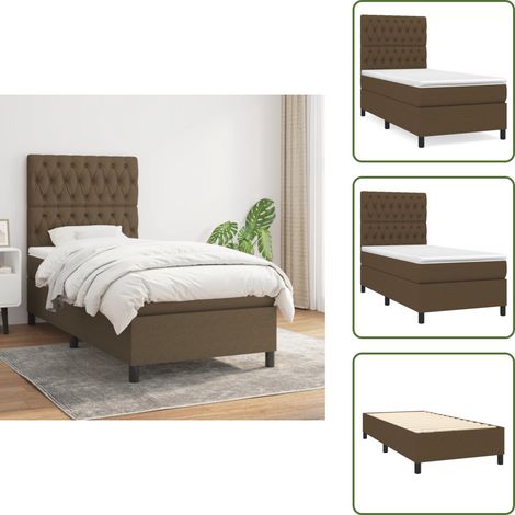 Boxspringbett mit Matratze Dunkelbraun 90x190 cm Stoff - Boxspringbett - Doppelbett - Bettenrahmen - Matratze - Nachttisch (1/5)
