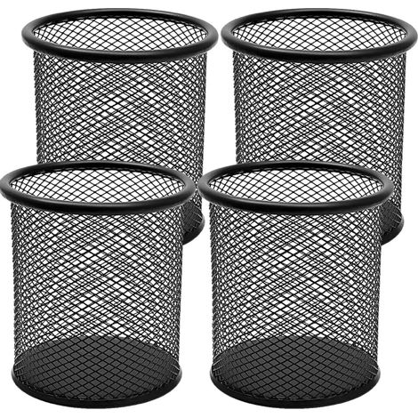 Stiftehalter, Metall-Stiftehalter, schwarzer Stiftehalter, Schreibtisch-Stiftehalter, 4er-Set Schreibtisch-Stiftehalter, Stifteorganizer im maritimen Design, runde Stifte, würfelförmige Stifte, 9 x 9 