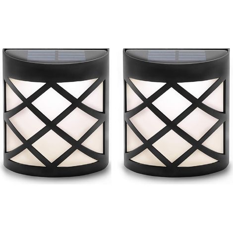 Lampe solaire de clôture, lampes de jardin à énergie solaire IP55 étanche pour terrasse, clôture, cour, jardin, garage, escalier, portail, mur - grille blanc chaud (2PACK) (1/4)