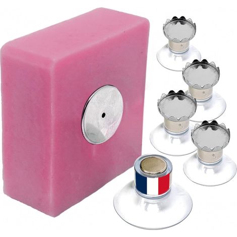 5 - Porte-Savons Magnétiques - Ventouse - Acier Inoxydable - Fixation Murale Sans Perçage - Pour Salle De Bain Et Cuisine - Argent - 8x5cm