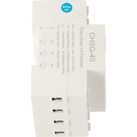 Voltmètre-ampèremètre triphasé sur rail DIN avec protection automatique contre les surtensions et les surintensités, 390-500 V CA, 40 A