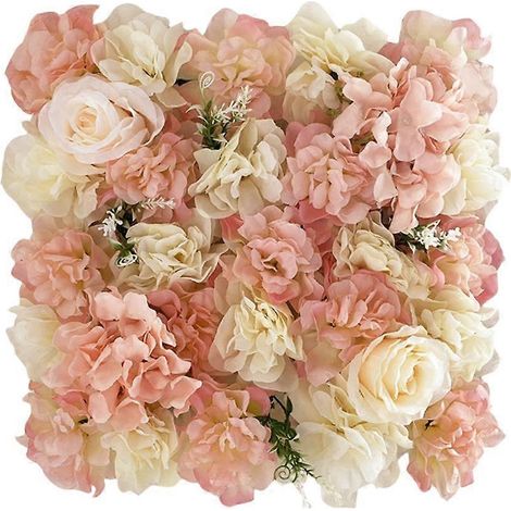 Décoration murale de fleurs artificielles (roses fausses) à faire soi-même, 35 x 35 cm, pour fond de mariagechampagne, rose (1/5)