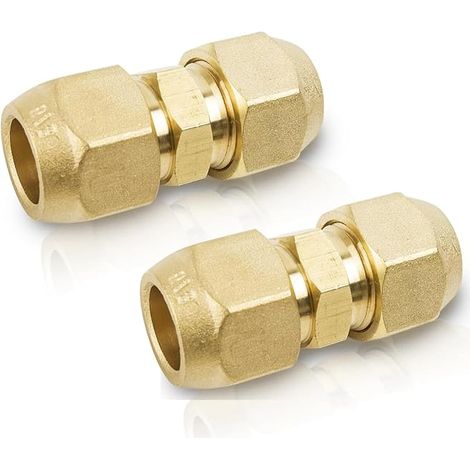 2pcs Raccords Doubles Pour Tuyaux En Cuivre, 1/4 Pouce Accessoires De Climatisation Double Mamelon Pour Tubes En Cuivre, Raccords De Climatisation Pas De Soudure Nécessaire Set D'Écrous Doubles (1/5)