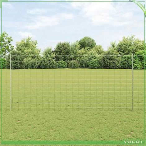 Clôture acier argent 50 x 1,4 m avec 88 poteaux - kit extérieur résistant aux intempéries (1/5)