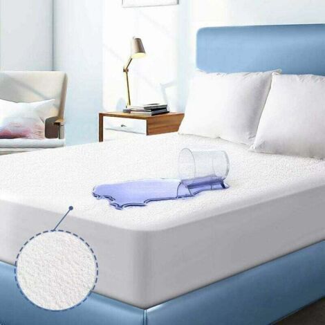 Waterproof Mattress Protector 90 x 200 cm, Mattress Cover, Terry Towel, Fitted Sheet, Breathable Mattress Pad, Anti-Mite, Antibacterial, Bed Protection Cover for Adults and Children/Washable at 30°C ( (1/5)