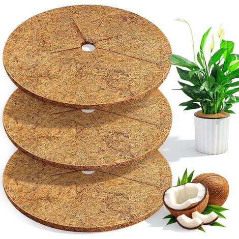 Disque de Paillage 60cm Disque de Coco 3pcs Sûrs Tapis De Paillage en Fibre De Coco Environnement Protection des Plantes en Coco Respirante pour Plantes en Pot Gazon de Jardin Protection