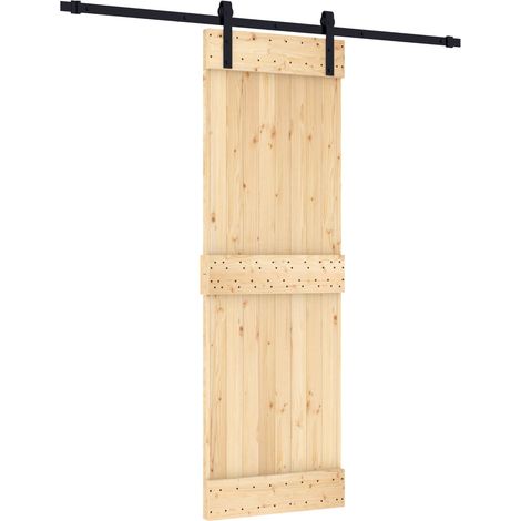 Schiebetür Natürlich und Schwarz 70 x 210 cm Massivkiefer vidaXL
