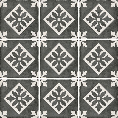Aelle - Carrelage sol / mur effet ciment motif gris foncé 20x20 cm ART NOUVEAU PADUA BLACK - Vendu par boîte de 1 m² (1/4)