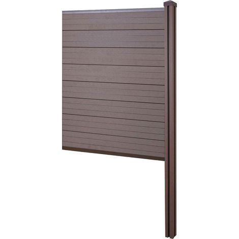 [NEUWERTIG] WPC-Sichtschutz Savoie, Zaun Windschutz, WPC-Pfosten zum Einbetonieren Erweiterungselement schmal, 98cm braun