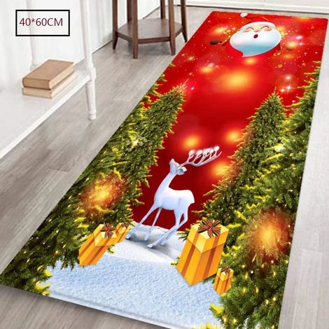Tapis décoratif de Noël 40x60cm en flanelle épaisse antidérapante en caoutchouc pour salle de bain ou cuisine