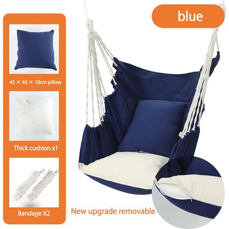 Fauteuil suspendu en toile avec coussin et oreiller, hamac de jardin en corde, balançoire suspendue pour extérieur (1/5)