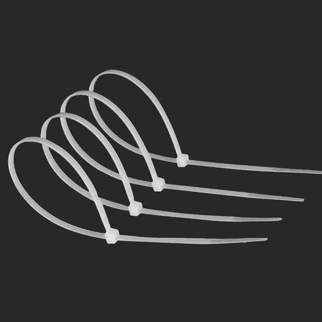 Colliers de serrage autobloquants en nylon blanc, colliers de serrage en plastique, colliers de serrage à traction, nylon PA66. (1/4)