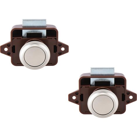 2 Pieces Sans Cle Serrure de Meuble Fermoir Bouton Poussoir Loquet Serrure Camping Car en Metal Fermoir Bouton Poussoir Verrou Armoire Pour Placard Camping-Car Yachts Tiroir Caravane Armoire (1/5)