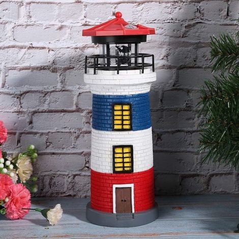 Solar-LED-Leuchtturm, IP44 wasserdichter, drehbarer Solar-LED-Leuchtturm mit Beleuchtung für Garten, Hof und Rasen, nautische Dekorations-Terrassenlampe für Gehwege und Balkone (1/5)