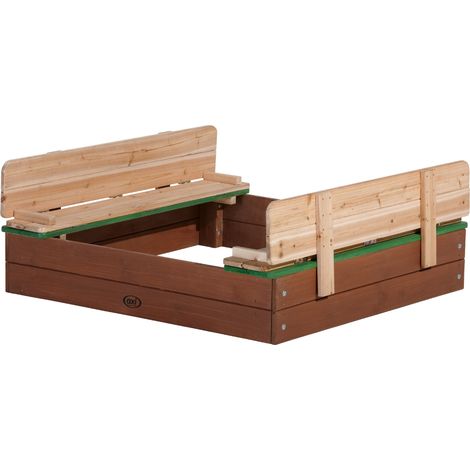 Axi Ella Bac À Sable Enfant - 100 X 95 Cm Bac À Sable Pour Enfants En Bois Avec Couvercle Marron & Vert