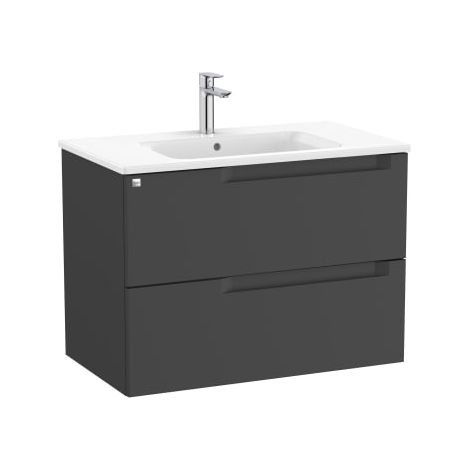 MUEBLE CENTRADO 800MM ALEYDA 2 CAJONES + LAVABO NEGRO MATE