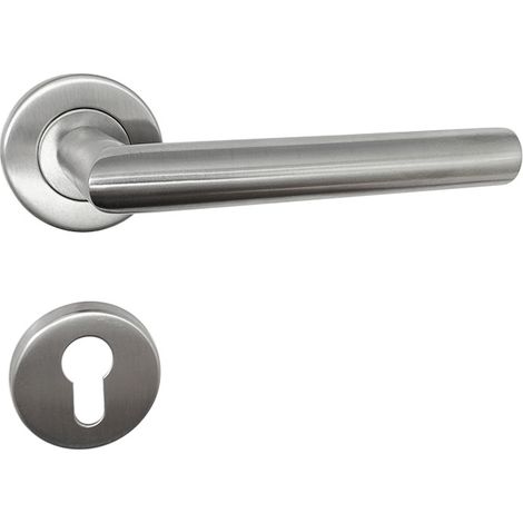 Lntyq Paire de poignées de Porte sur Rosace INOX, 6mm ,Paire de rosaces INOX pour Porte d'entrée (1/5)