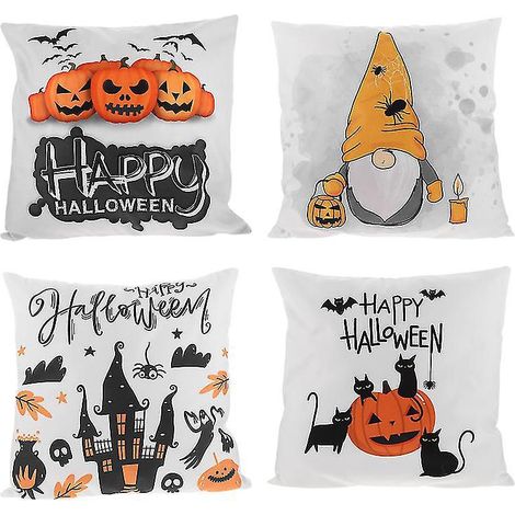 Lot de 4 taies d'oreiller pour décorations d'Halloween (1/3)