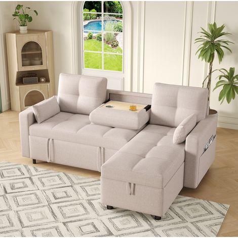Canapé d'angle convertible 211 cm avec rangement HAVRYA (1/5)