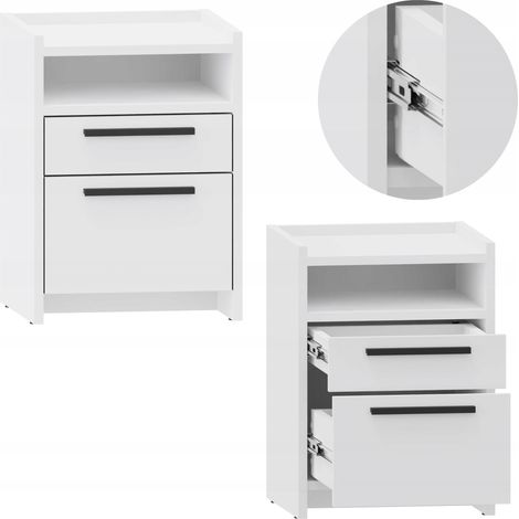 ALTIVO 1SW1SNO Nachttisch, weiß, Schubladen, Ablage, Schublade