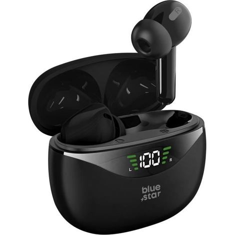 Écouteurs Bluetooth - BLUESTAR - Modèle Noir - Autonomie 4.5h - Étanchéité IPX4 - Commande Tactile (1/5)