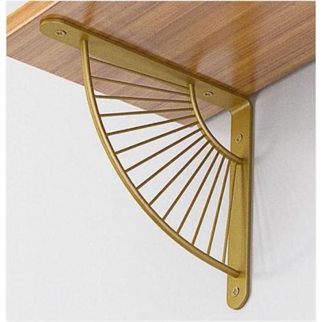 (Or) Support Triangulaire Flottant, 2 Pièces Support D'étagère Forme D'éventail, Supports d'Angle en Fer Muraux, Renfort d'Angle de Support d'Étagère pour Étagere Murale en Fer Supports (1/5)
