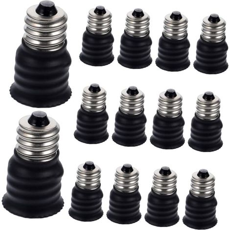 Adaptateur D'ampoule E12 Vers E14 Léger En Plastique Noir, Convertisseur De Culot De Lampe 15 Pièces, Compatible Ampoules Standard, Pour Garages Et Ateliers (1/5)