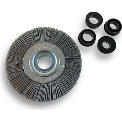 Brosse circulaire NYLON Abrasif  Ø 100 mm  Epaisseur 2 rangs  Carbure de silicium Grain 120  Alésage 16 mm  Touret meuleuse ponceuse  Brossage décapage dérouillage  Kibros 234102KR120 (1/5)