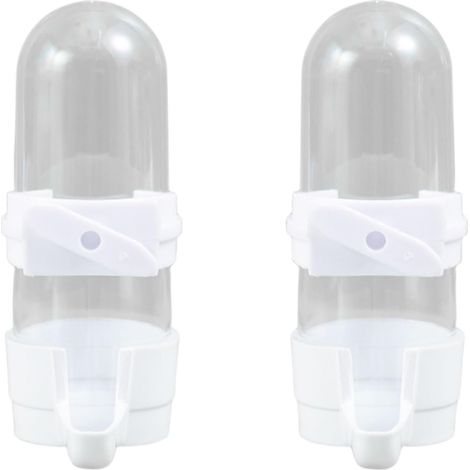 Lot 2 distributeurs eau oiseaux, 90 ml, transparents, abreuvoir + graines perroquets/perruches (1/4)