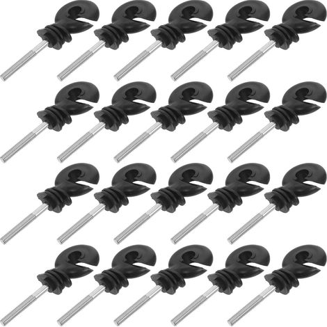 50 Pièces Lot de Isolateurs Noirs à Visser pour Poteaux de Clôture Électrique Accessoires Métalliques Robustes pour Système de Ferme et Élevage Isolateurs Durables pour Réparation (1/5)
