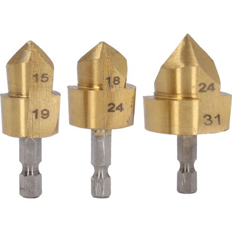 Lot de 3 Forets de Levage en PPR, Foret D'expansion de Tuyau D'eau avec Tige Hexagonale de 1/4, Extenseur de Trou de Tuyau D'eau en Acier à Haute Teneur en Carbone, Outil (1/5)