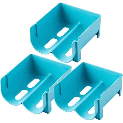 Set di tre portabottiglie impilabili e multifunzionali, adatti a frigoriferi e cucine - Blu (1/2)