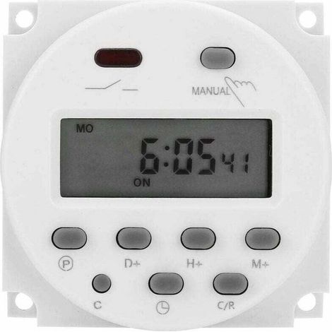 12V Mini LCD Numérique LCD Puissance Programmateur Hebdomadaire Commutateur de Relais Minuterie Numérique Commande de Minuterie de Puissance avec couvercle étanche Blanc,de (1/4)