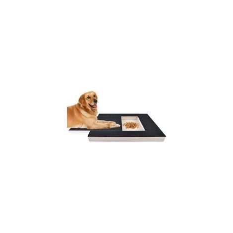 Planche à gratter pour chiens : griffoir pour chiens avec boîte à friandises, planche à gratter multifonction en bois massif pour les griffes et les ponceuses pour chiens (noir)
