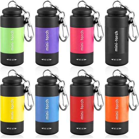 Mini Lampe de Poche, Lot de 8 Lampe Torche LED Portable, Petite Porte-Clés Torcheen Aluminium, Étanche, USB Rechargeable, pour Extérieur, Camping, Randonnée, Urgences (1/5)