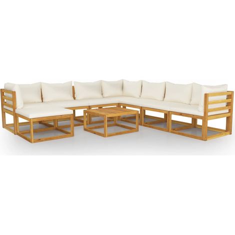 9 Piece Garden Lounge Set with Cushions Solid Wood Acacia vidaXL (1/5)