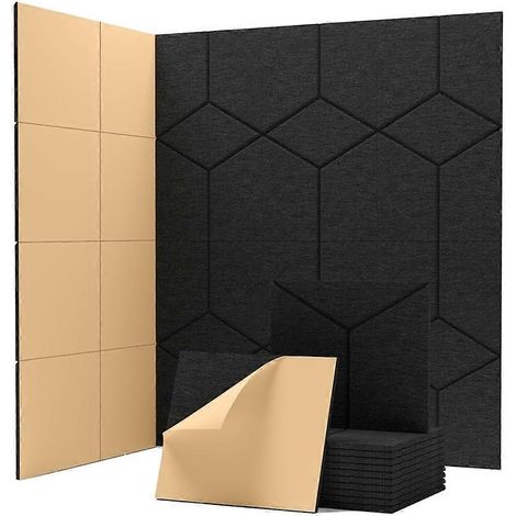 12er-Pack selbstklebende, schalldichte Wandpaneele für Heimstudios
