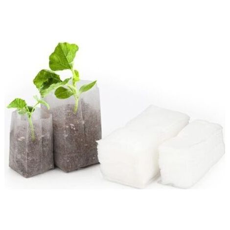 Lot de 200 Sacs biodégradables Tissu Non tissé pour Plantes semis Sacs de Croissance d'élevage (14 x 16 cm + 10 x 12 cm)