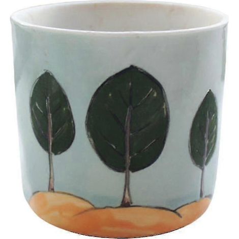Pot de fleurs en céramique peint à la main pour plantes succulentes, décoration de bureau pour la maison ou le bureau (Couleur : 003 Série Bois Vert-2) (1/5)